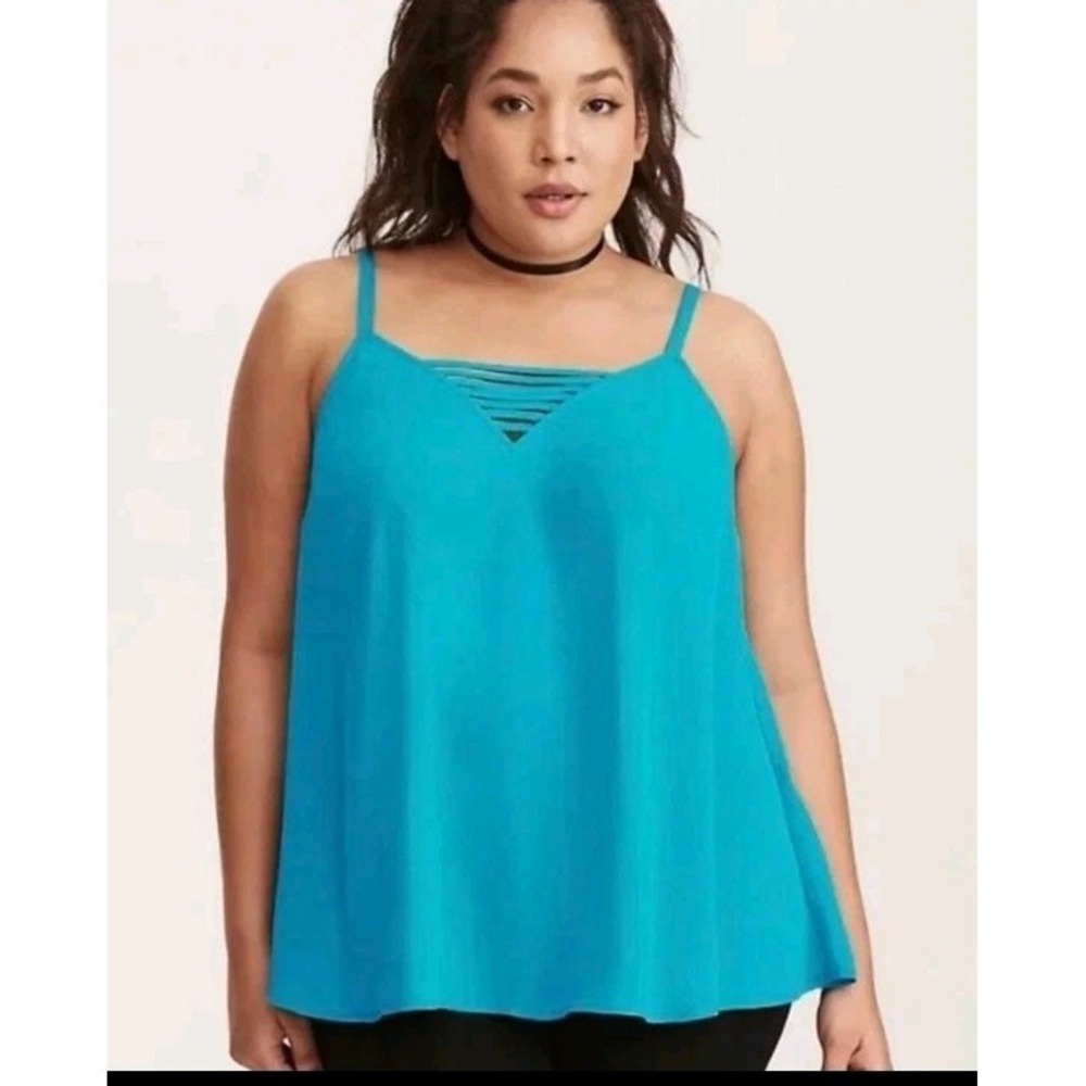 Torrid Strappy Neckline Swing Sleeveless Chiffon Cami‎ TEAL Women's Plus 1 1X